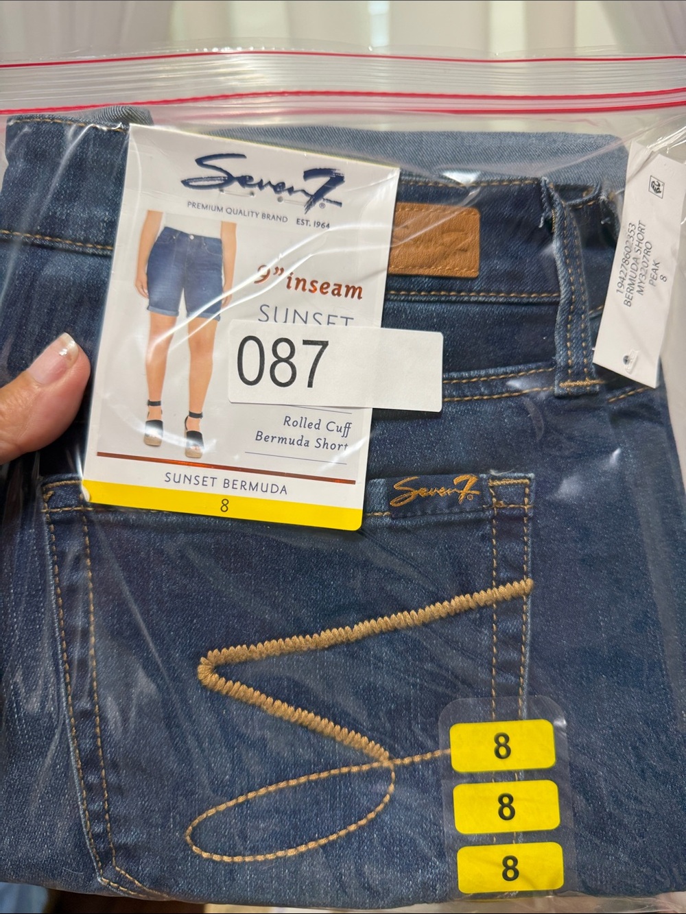 Seven7 Dark Blue Denim Bermuda Jean Shorts
